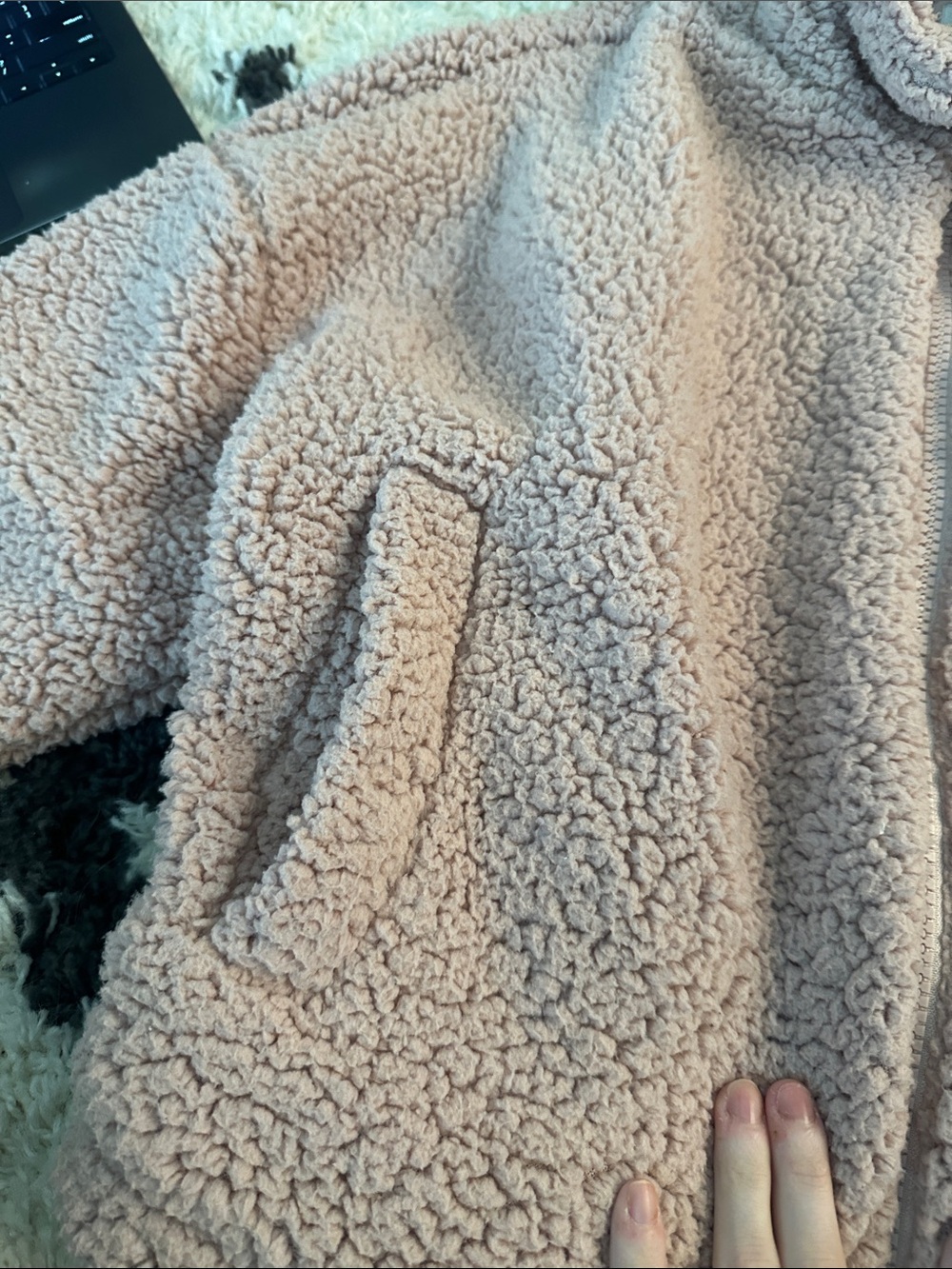 Urban Outfitters Taupe Teddy Sherpa Zip Jacket - Picture 3 of 5